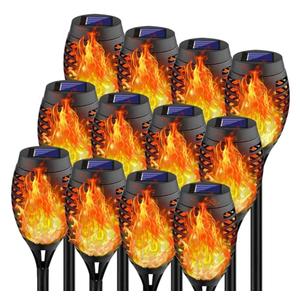 Swingers Solar Lights Outdoor,Solar Torch Lights with Flickering Flame,Waterproof Outdoor Garden Lights for Outside Patio Pathway Yard Decorations(12, Yellow)