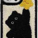 Compatible with iPhone 15 Pro Max Cat Phone Case,Cute Star Furry Phone Case,Funny Kawaii Kitty Plush Warm Fluffy Terry Texture Soft Protective Case for iPhone 15 Pro Max 6.7inch(Star Cat)