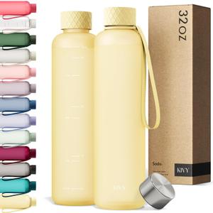KIVY Slim Water Bottle 32oz [Lightweight & Shatterproof] - Reusable Tritan Water Bottle - Leak Proof Bottle for Women & Men - No Spill - Dishwasher Safe Water Bottle BPA Free (Butter)