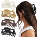 5.5 Large Mello Claw Clips for Long Thick Hair, Silicone Flexible Hair Clips for Women, Soft Jaw Clips (Latte-4pcs)