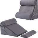 Bedluxe Adjustable 4pcs Bed Wedge Pillow Set, Memory Foam Wedge Pillows Post Surgery for Back, Neck, Leg Pain Relief, Pillow Wedge for Sleeping, Sitting up in Bed, Acid Reflux and GERD, Velvet (Adjustable 9&12 Inch + 2 Head Pillow)