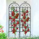 Lorenzo 2 Pcs 70 x 19.7 inch Metal Garden Trellis for Climbing Plants, Black Metal Coating Rustproof, Perfect for Supporting Climbing Plants Outdoor