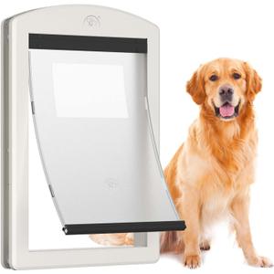 Dog Door for Door,Door for Large Dogs and Pets, Strong Plastic Doggy Door and Large Dog Door with Sliding Lock Panel and Magnetic Soft Flap(White, Large)