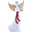 5 Ft Christmas Lighted Angel With Harp And 120 Cold White LED Lights