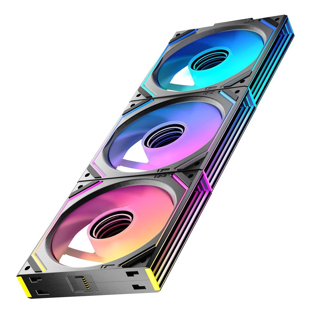 Interstellar V2 120mm PC Case Fans,Infinity Mirror Module Daisy-Chain ARGB Fan,Triple Pack Suitable for Computer Case & 360mm AIO Cooler (Black)