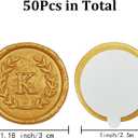 50Pcs Gold Letter K Adhesive Wax Seal Stickers, Hand-Made, No Need Seal Stamp, Tear and Use Wax Stickers for Wedding Invitations, Envelopes, Christmas Gift