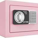PATRON small safe box with key，mini safe for money，small coin safes for home with code，0.236 Cubic Feet Pink