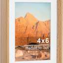4x6 Natural Wood Picture Frame, Handmade Beech Wood Photo Frame, Display 3x4 Picture with Mat or 4x6 Without Mat, Tabletop Display and Wall Hanging