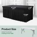 BDDC Table Skirts for Rectangle Tables 8ft - One-Piece Black Tablecloths and Skirt, Wrinkle Resistant Ruffles Elastic Cover for Banquets, Weddings, Events, Parties