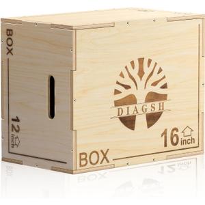 Plyo Box - 3-in-1 Wood Plyometric Jump Platform (16"x12"x8") for Home Gym Training - Ideal for Jumps, Squats & Conditioning-1 Piece