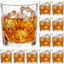 12 Pcs Old Fashioned Whiskey Glasses 12 oz Elegant Crystal Whiskey Glasses Bourbon Cocktail Rocks Glass for Bourbon Scotch Liquor Cocktails Barware Men Gifts