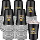 Ziliny 50 Pack Graduation Decorations 2026 16 oz Graduation Plastic Cups Congrats Grad Disposable Drinkware for Class of 2026 Grad Festivities Essential Graduate Party Favor Supplies (Black and Gold)
