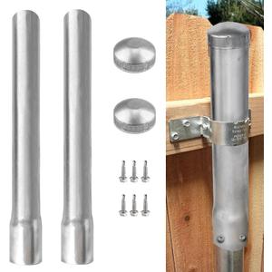 2 Pack 2-3/8" OD Metal Post Extender, 24" Fence Post Extension Height, Hot-dip Galvanized Steel, Includes Screws and Caps