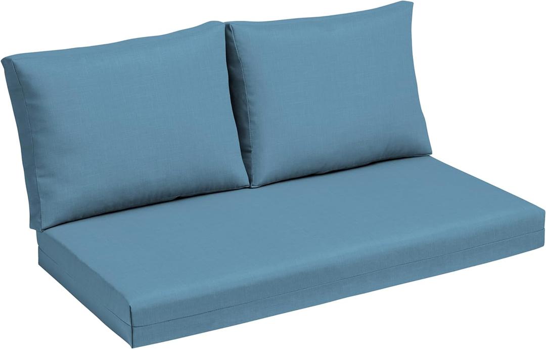 Arden Outdoor Loveseat Cushion Set, 48 x 24, Water Repellent, Fade Resistant, Cushion Set for Couch, Bench, and Swing, French Blue Texture