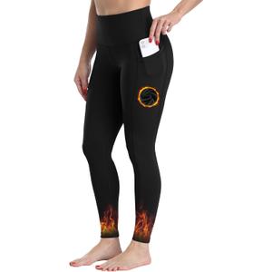 CHRLEISURE Fleece Lined Leggings Women with Pockets - Winter Warm Thermal Thick Tights High Waisted Yoga Pants (Medium, Fleece Lined - Black ( 1 Pack ))