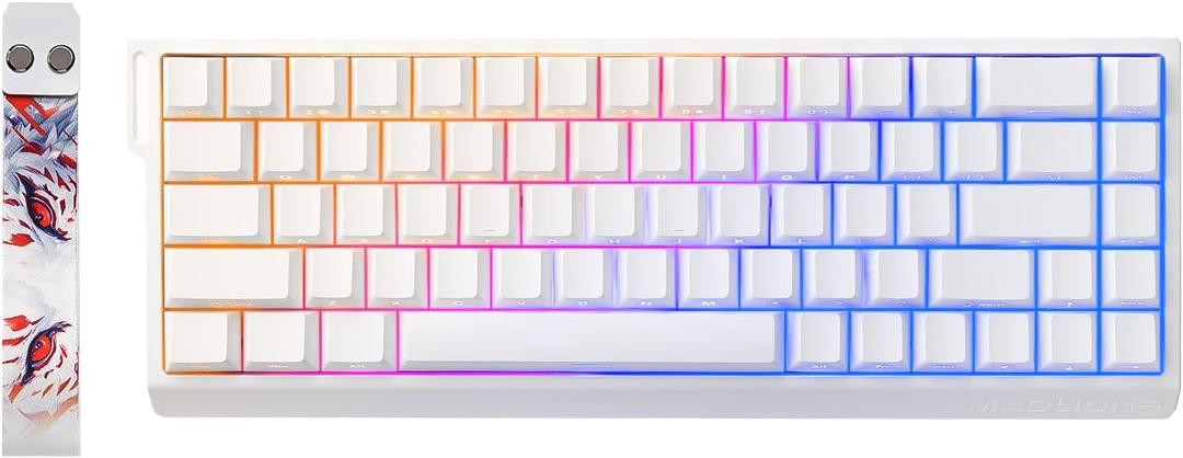 YUNZII x MADLIONS MAD68 HE Rapid Trigger Wired Magnetic Mechanical Gaming Keyboard 60% Hall Effect Switches Adjustable Actuation, PBT Keycaps RGB Hot-Swap,8K Hz Polling Rate(White,Amber Pro Switch)