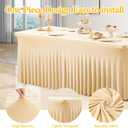 Shillance 6 Packs Champagne Spandex Tableclothes for 6 Foot Rectangle Table, Spandex Table Covers 6FT Stretch Table Skirts Wrinkle Free Fitted Table Cloth for Event, Wedding, Banquet & Parties, 72" x 30"