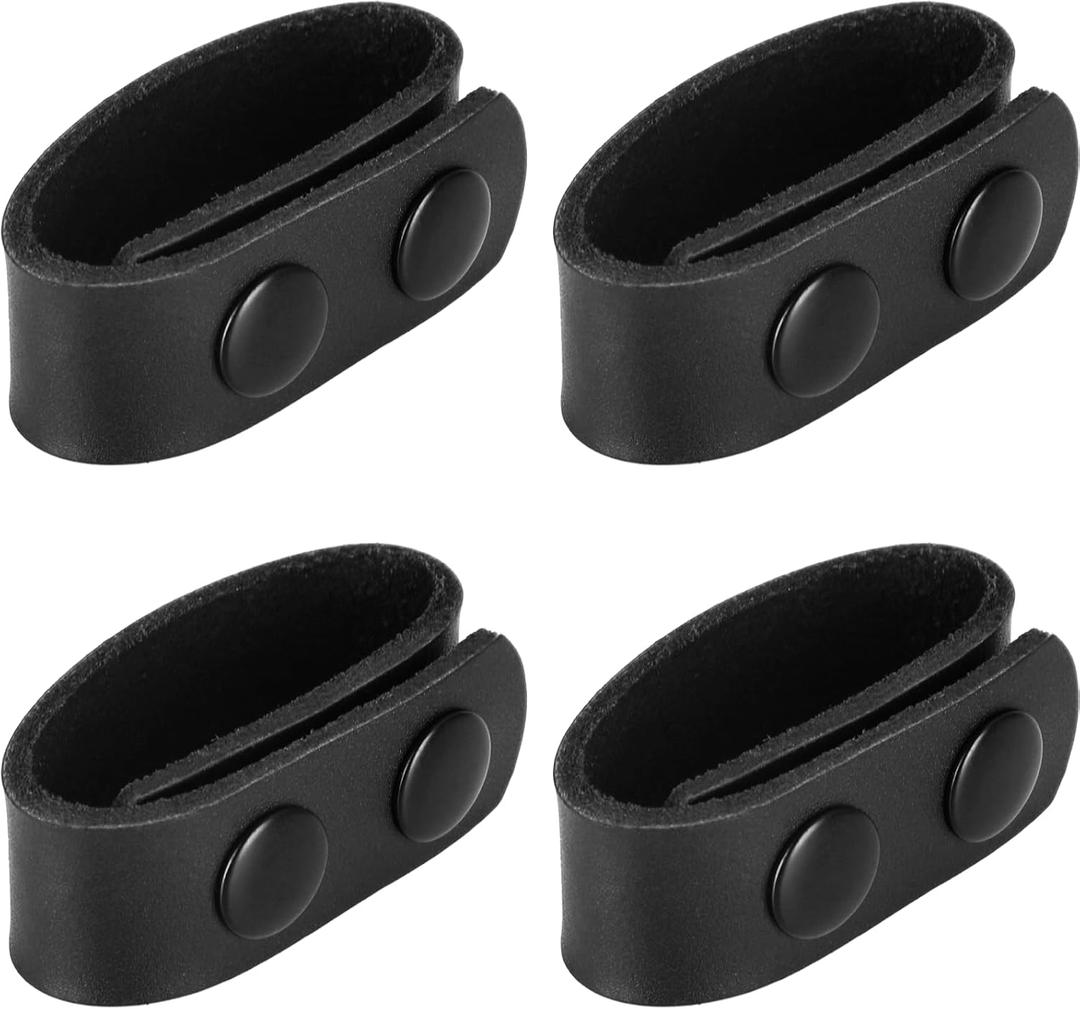 TEGE Belt Keepers for Duty Belt | Leather Double Snap | Fits 2" & 2.25" Wide Belts | 4-Pack | Tactical Police Military Gear Accessories