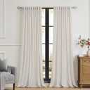 PRIMROSE Cream Ivory Curtains 84 inch for Living Room,2 Panels Drapes Blackout Rod Pocket Back Tab Window Treatment Room Darkening Thick Decorative Curtains for Bedroom