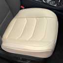 BOPUOVRE Car Seat Cover for Luxury & Comfort - PU Leather, Anti-Slip, Full Wrap Protection with Storage Pocket for Bottom Cushion - Universal Fit for 95% of Vehicles (Yellowish-White,2 Piece)