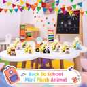 12 Set Welcome Back to School Gifts for Students Mini Stuffed Plush Animal Keychains Toys Bulk with Bus Tags Organza Goodie Bag for First Day of School Classroom Gift Party Favor