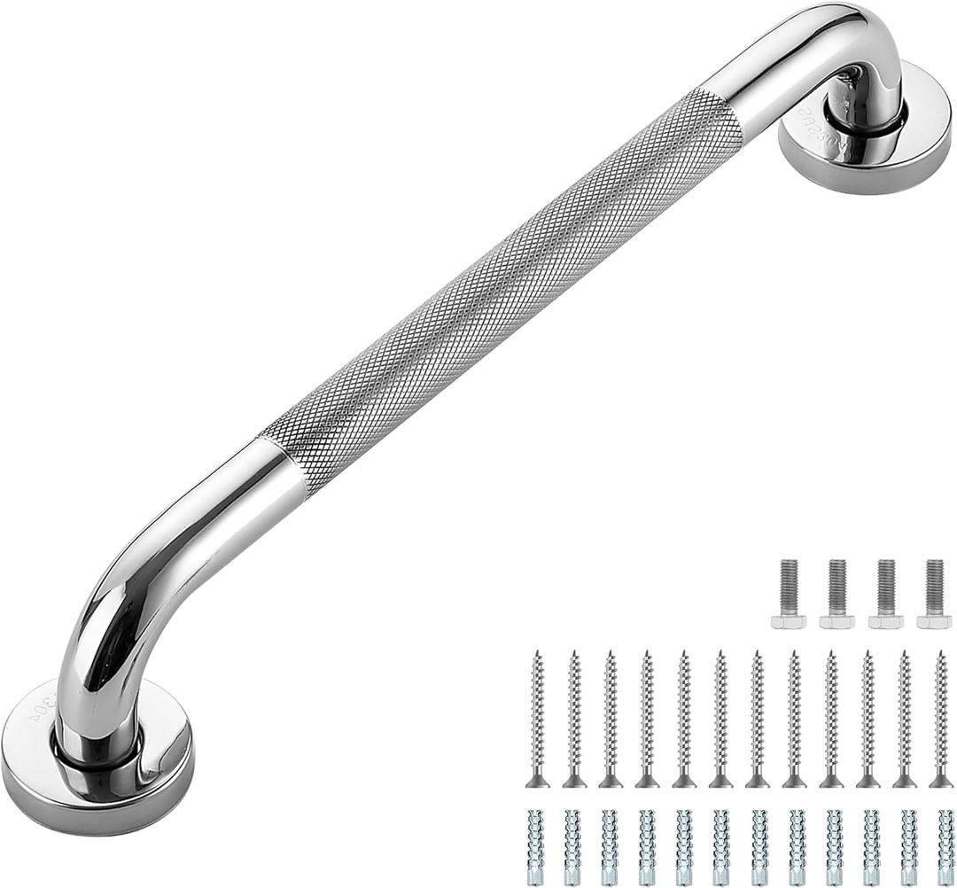 Grab Bars for Shower, 1 Pack 16-Inch Anti Slip Shower Handles for Elderly, Safety Shower Grab Bar, Stainless Steel Handicap Grab Bars for Bathroom (Polished Nickel 1" Diameter)