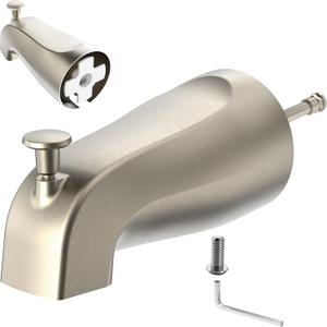 Bathtub Tub Spout with Diverter 5 Inch Universal Front Diverter Tub Faucet Replacement, Metal Brushed Nickel Finish, 1/2 Inch Copper Pipe Connection, Bath Spout for Shower and Bathtub