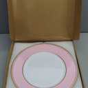 13" Pink Beaded Charger Plates with Gold Rim,Set of 12 Round Chargers for Dinner Plates,Decorative Plastic Chargers for Wedding, Party & Table Settings