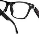 Smart Glasses for Men & Women, Built-in Mic & Speakers Bluetooth Audio Glasses, Blue Light Filter & Polarized UV 400 Protection Lenses Open-Ear Bluetooth Glasses for Android iOS, Black