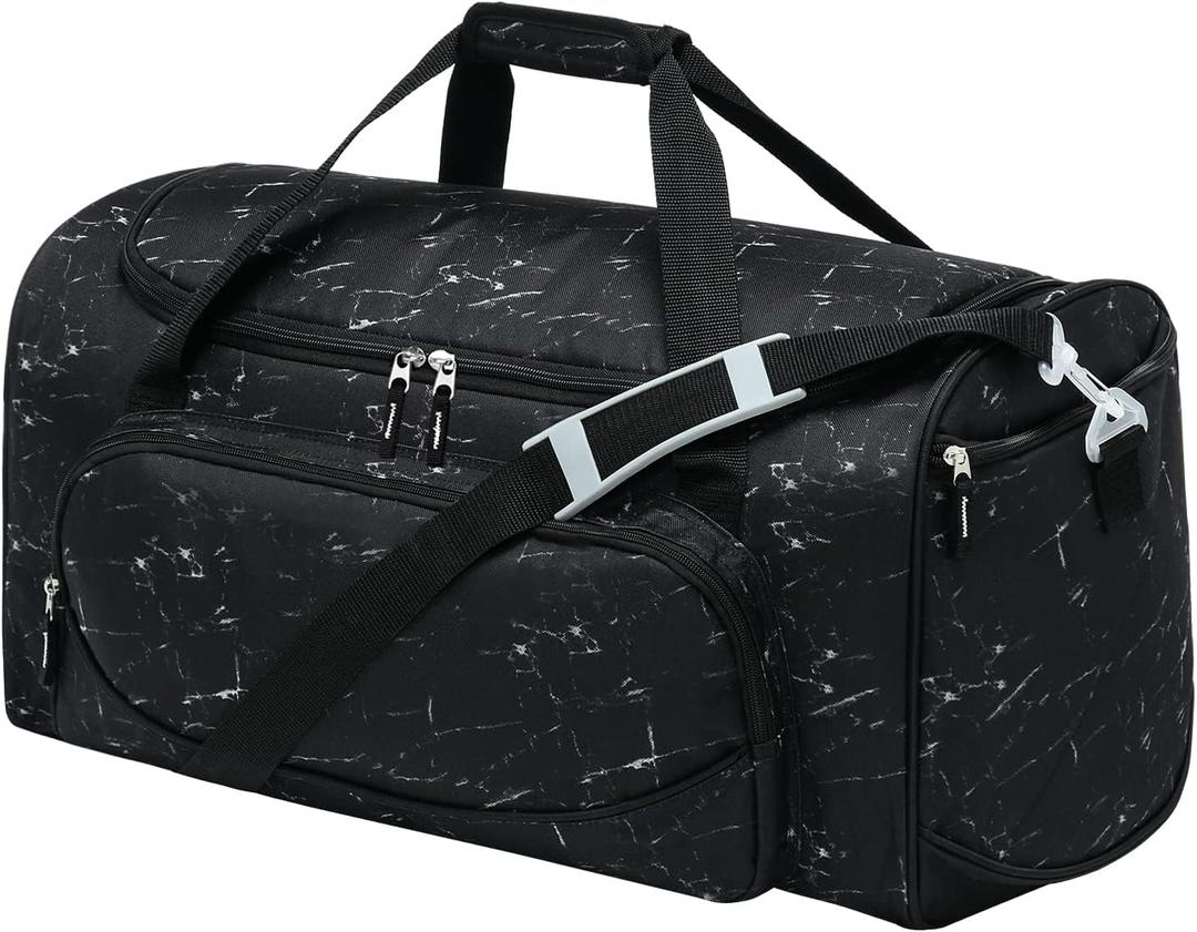 Uarition Men's Large Duffle Bag, 55L Heavy Duty Gym Bag for Sports, Workout, and Travel - Durable Duffel Gear Bag in Marble Black