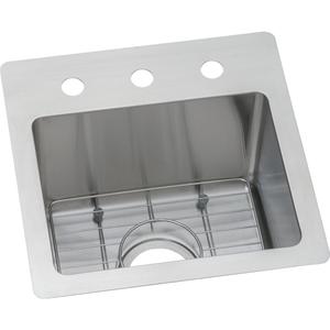 Elkay Crosstown ECTSR15159TBG3 Single Bowl Dual Mount Stainless Steel Bar Sink Kit