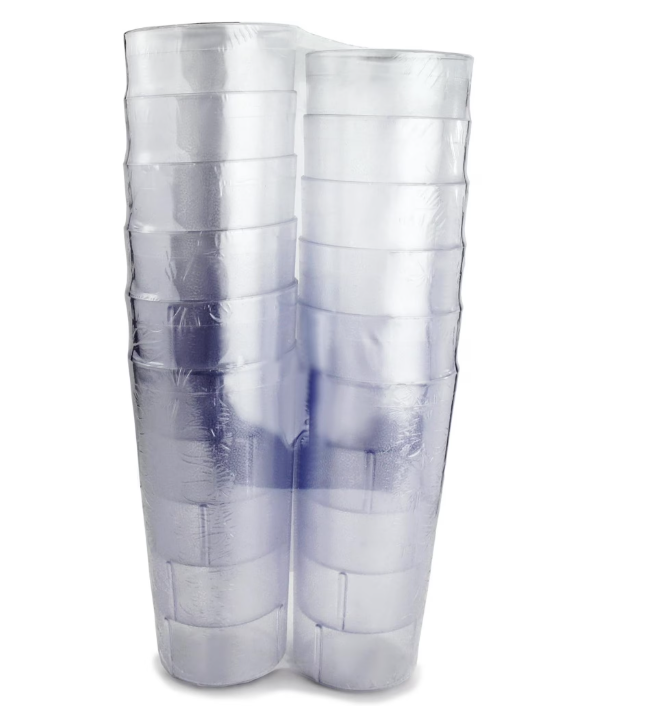 Tumbler Beverage Cup, Stackable Cups, Break-Resistant Commercial SAN Plastic, (16 oz, Clear-2) 36ct