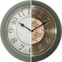 Presentime & Co. 12.6" Illuminated Farmhouse Wall Clock, Silent Battery Operated Night Light Wall Clock with Smart LED Sensor for Living Room, Bathroom, Kitchen, Home Office, Sage Green