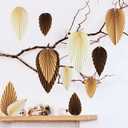 SUNBEAUTY Boho Paper Fans Party Decorations Paper Leaves for Decoration Natural Party Decorations Paper Fans Classroom Decoration Paper Fans Backdrop Decor Brown Birthday Decorations,Set of 9