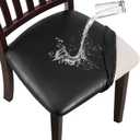 YISUN Chair Seat Covers Set of 4, Pu Leather Waterproof Dining Room Chair Covers, Stretch Chair Cover for Dining Room Chair Protector Slipcover for Kitchen, Hotel (Pu Black, 4)