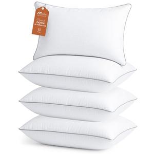 Sasttie King Size Pillows Set of 4, Bed Pillows for Side, Back, and Stomach Sleepers - Oeko-Tex Certified Supportive Down Alternative Plump Filling - Hotel Quality and Machine Washable, 4 Pack