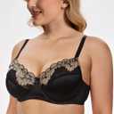 Wingslove Women's Sexy Lace Bra Mesh Underwired Full Coverage Shelf Bra Unlined (Black)