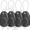Waterproof AirTag Keychain Holder - 4 Pack Airtag Lock Case with Wire Cable Compatible with Apple AirTags, Ultra Durable Anti-Lost Protective Case with Keyring for Luggage, Backpack (Black)
