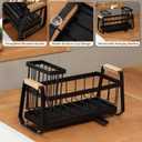 Stainless Steel Kitchen Sink Caddy, Kitchen Sponge Holder, with High Brush Holder, Adjustable Divider, Tilted Drain Pan, Multifunctional Sink Accessories, for Sponge, Soap, Dish Brush, Grey (black)