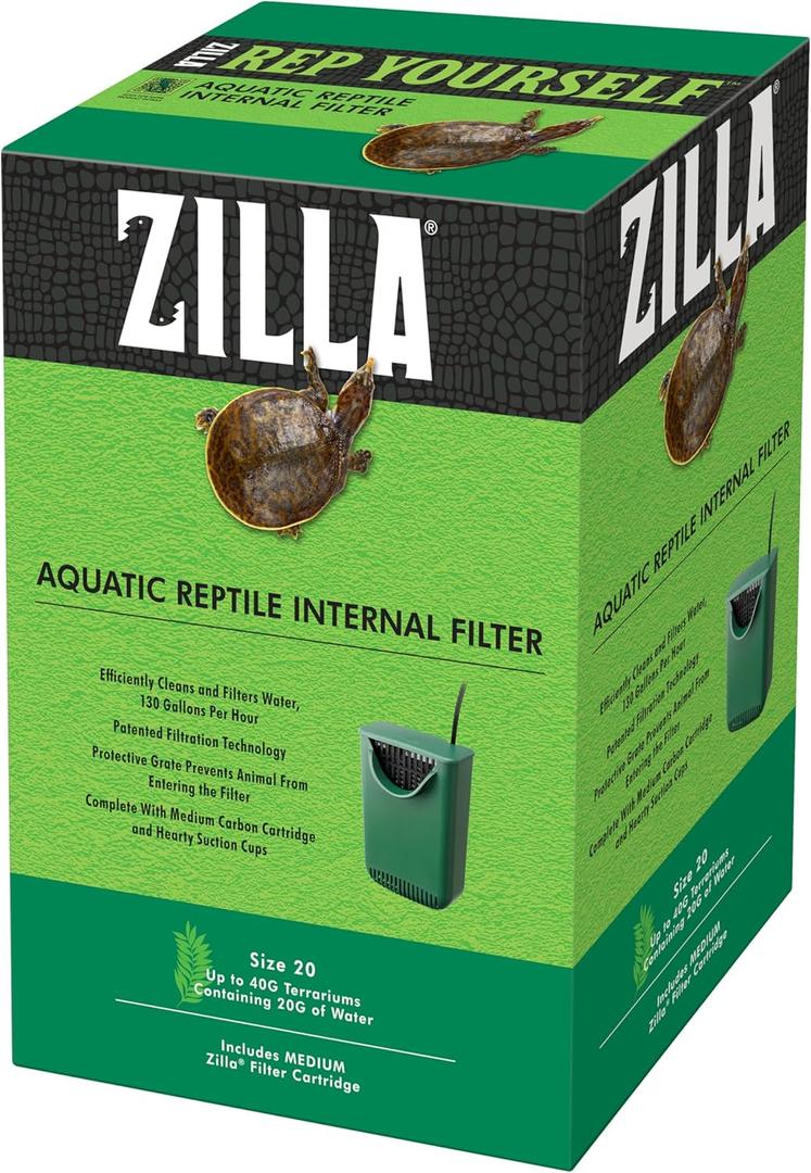 Zilla Aquatic Pet Reptile Internal Water Filter, For Up To 20 Gallons