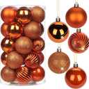 2.36" Orange Christmas Balls Ornaments 25 Pcs Shatterproof Christmas Ornaments Set Halloween Balls Ornaments Orange Ornament for Xmas Tree Holiday Party