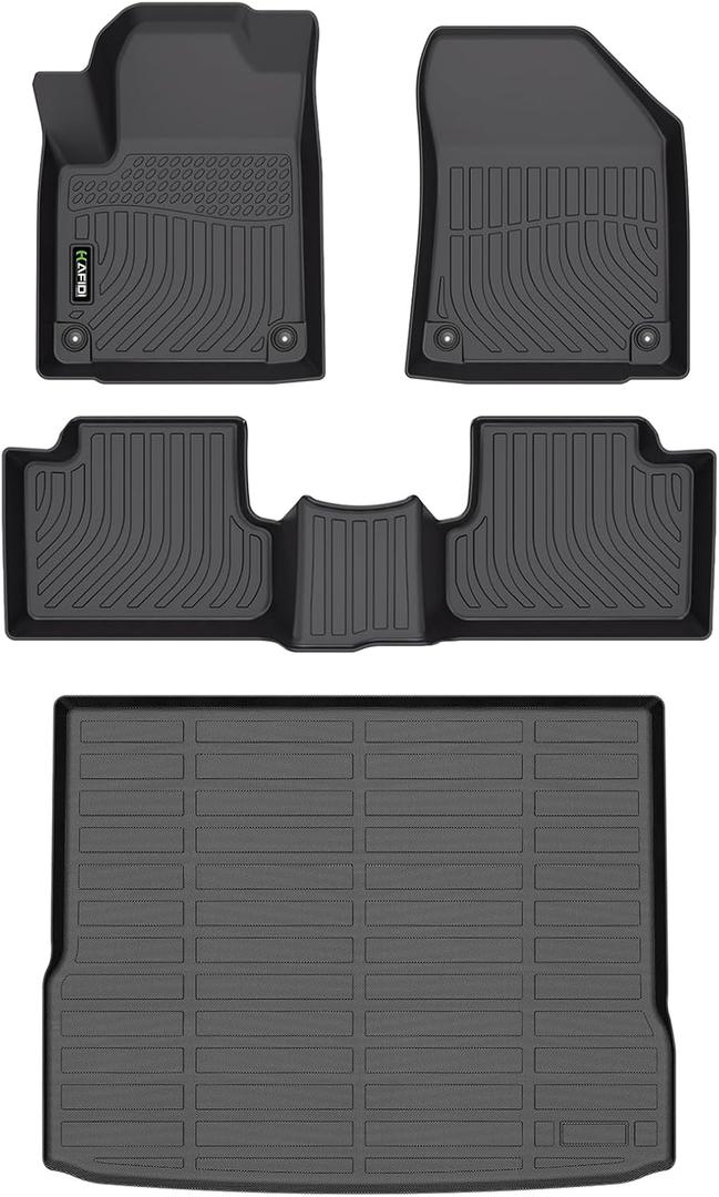 HAFIDI Floor Mats & Cargo Liner Set Fit for 2019-2023 Jeep Cherokee All Weather Protection TPE Anti-Slip Automotive Full Set Floor Liners Custom Accessories - Black