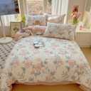 100% Cotton Floral Duvet Cover Set 3 PCS Chic Garden Bedding Set Queen Reversible Floral Comforter Cover Soft Breathable for All Seasons (Flowers Sea,Queen)