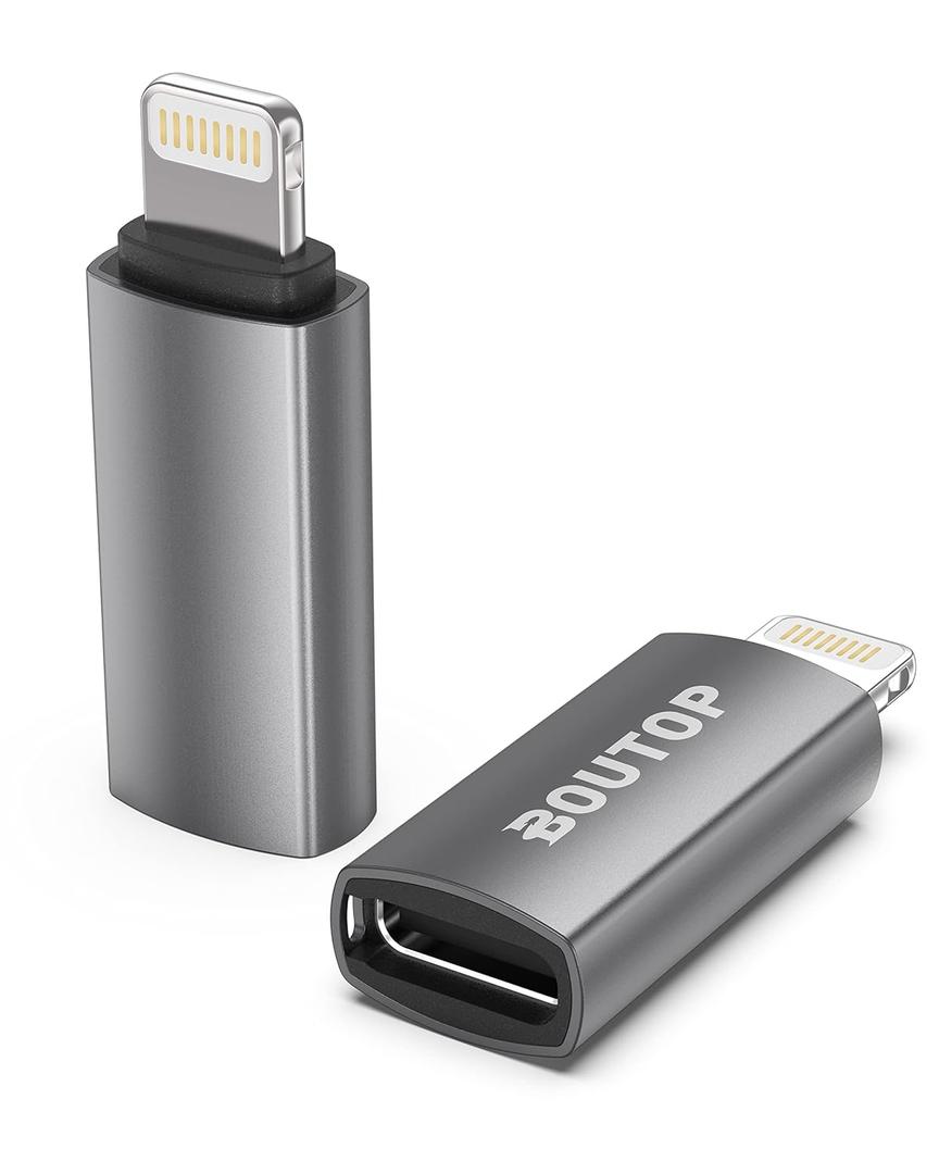 [MFi Certified] 27W USB C to Lightning Adapter Support PD Fast Charging,Not for Audio Headphones Compatible with iPhone 14/13/12/11 iPad iPod (2 Pack) (Silver Grey)