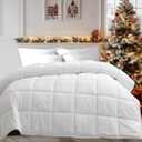 puredown Feather and Down Comforter Full/Queen Size, Lightweight Duvet Insert, Ultra-Soft 100% Cotton Shell Light Warmth Bedding Comforters(White, 88x88)