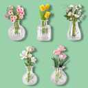 ZOYVUX Cute Mini Vase Magnets for Fridge, Tiny Plant Glass Vases with Flowers, Magnetic Refrigerator Decor for Kitchen, Office, Locker (5 Pack)