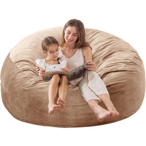 Large Bean Bag Chair for Adults/Kids with Filling, 3 ft Memory Foam Bean Bag Chairs with Filler Included, Ultra Soft Dutch Velvet Fabric, Bean Bag for Living Room - 3 Foot,Camel