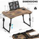 Lap Desk for Bed Adjustable Height, Foldable Bed Table with Storage Drawer, Tablet Slot & Cup Holder, Portable Laptop Stand for Bed & Sofa, Bed Desk for Adults & Kids, Carbonized
