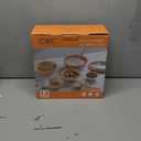 COOK WITH COLOR Mixing Bowls with Lids - 12 Piece Plastic Nesting Bowls Set includes 6 Prep Bowls and 6 Lids, Microwave Safe Mixing Bowl Set, Orange Diamond