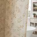 XOGUIBO Beige Floral Farmhouse Vintage Linen Shower Curtain, French Country Shower Curtains for Bathroom, 72Wx72H